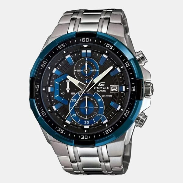 CASIO Men EDifice EFR-539D-1A2VUDF Black and Blue Analog Dial Silver Stainless Steel Band EX190