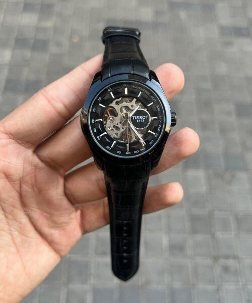TISSOT 1853 AUTOMATIC BLACK LEATHER WATCH