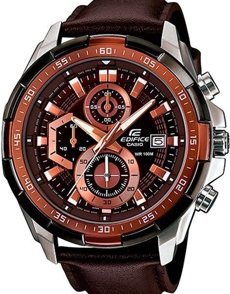 EDIFICE CASIO BROWN LEATHER WATCH
