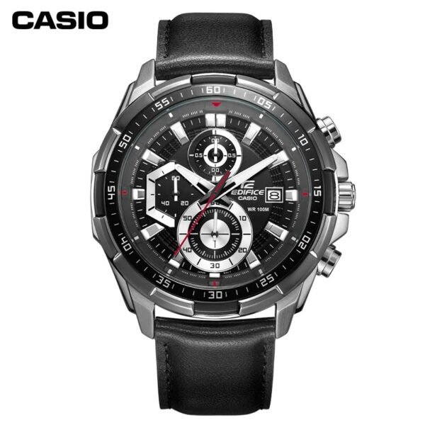 EDIFICE CASIO BLACK LATHER WATCH