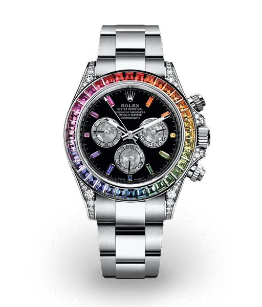 ROLEX RAINBOW DAYTONA SILVER  WATCH