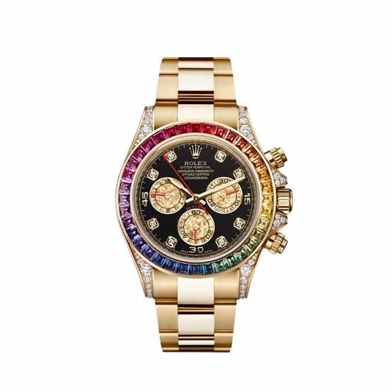 ROLEX RAINBOW DIAMOND YELLOW BLACK WATCH