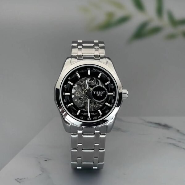 TISSOT 1853 AUTOMATIC SILVER BLACK METAL WATCH
