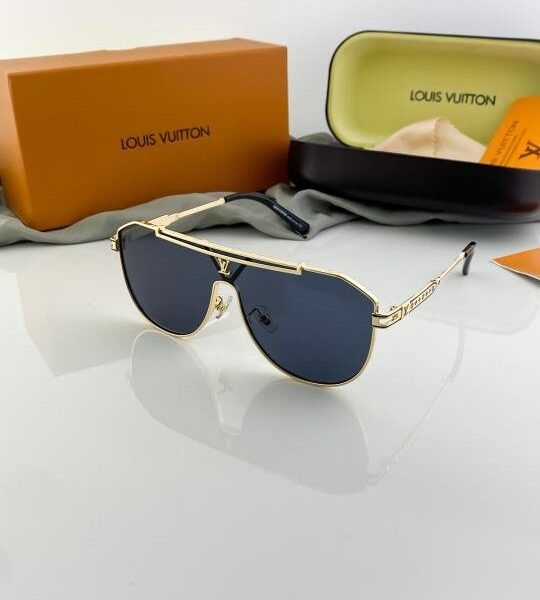 Louis Vuitton Gold Black 22295 Sunglasses